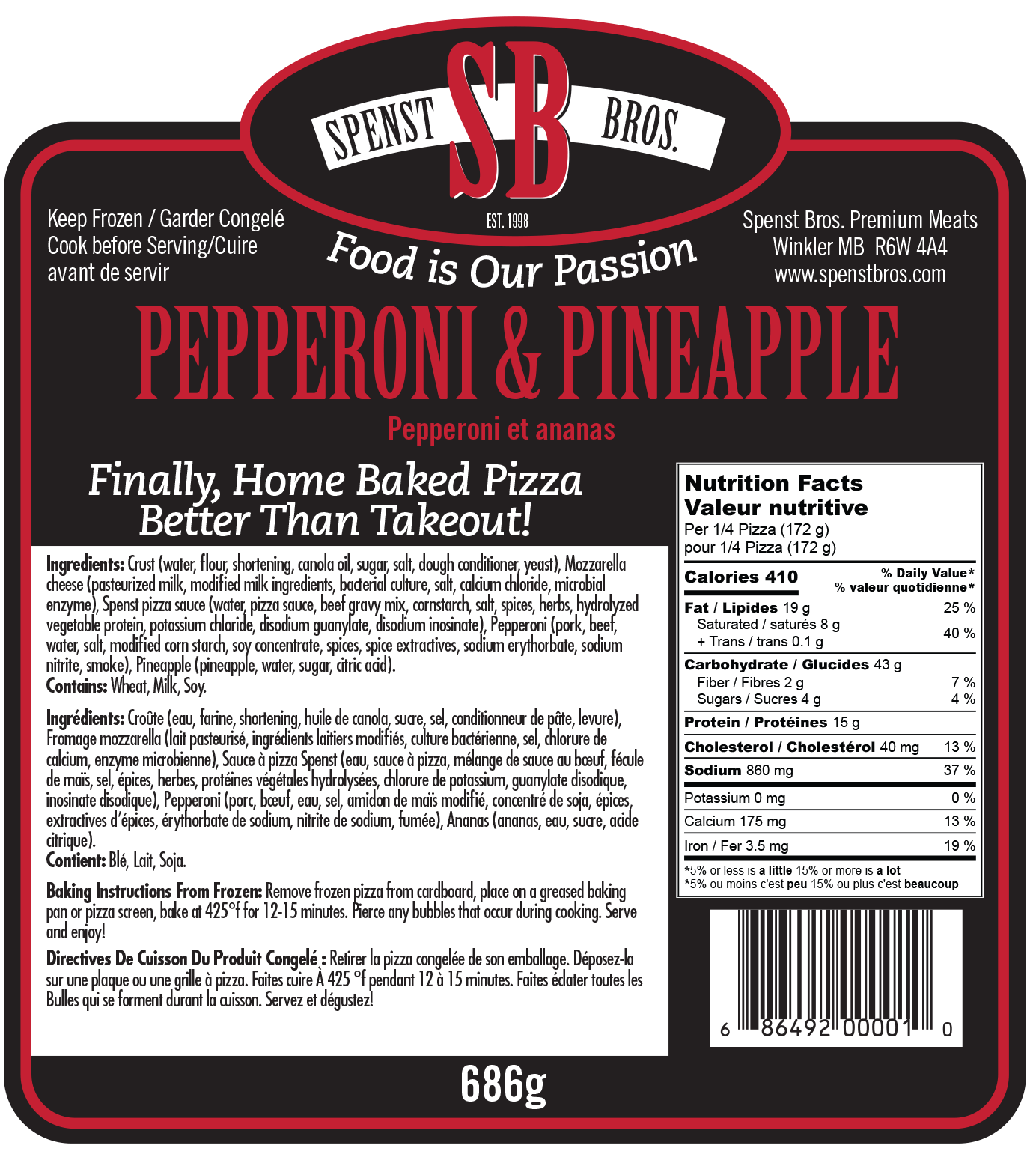 Pepperoni and Pineapple Pizza Spenst Bros. Premium Meats